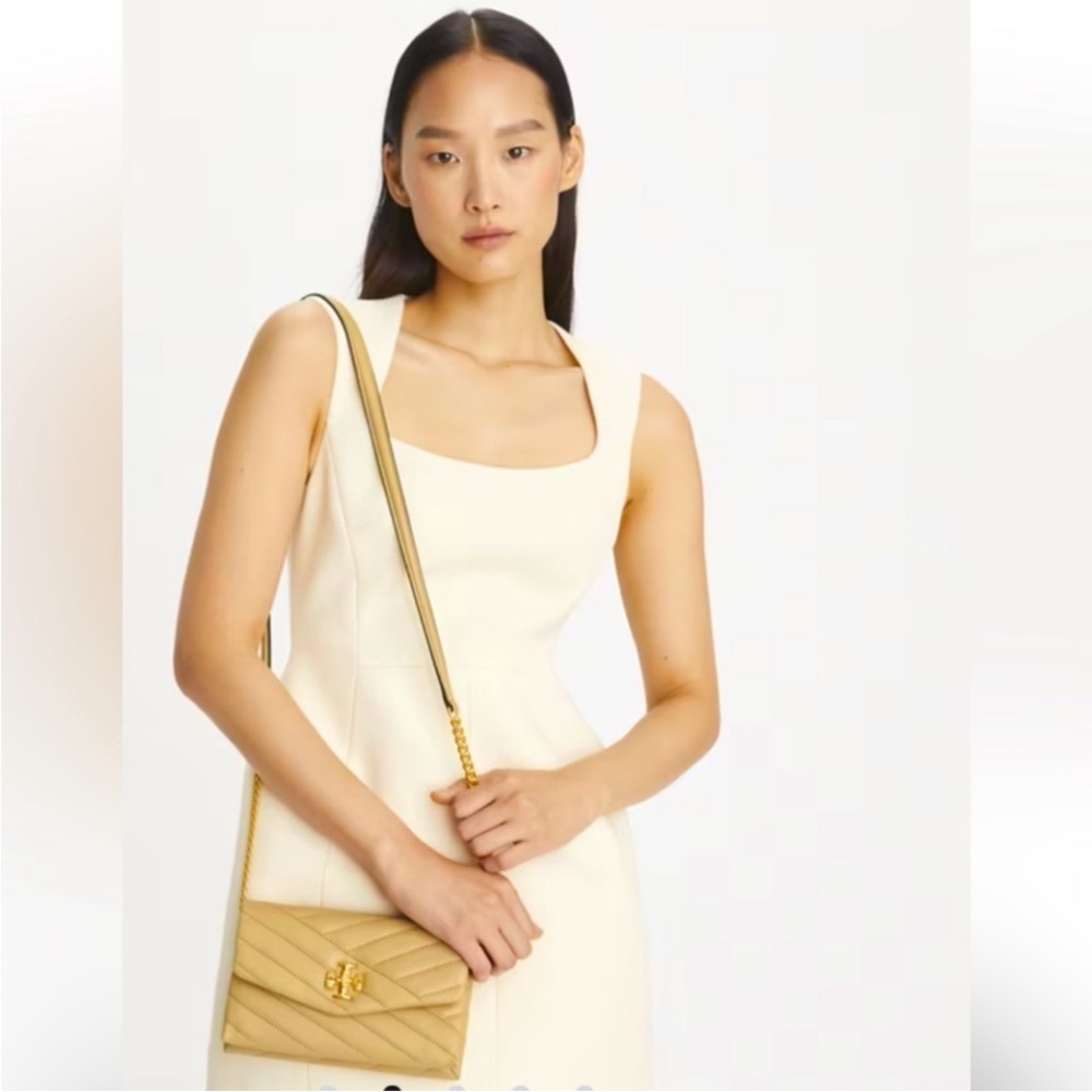Tory Burch Kira Chevron Quilted Leather Chain Crossbody Bag Desert Dune